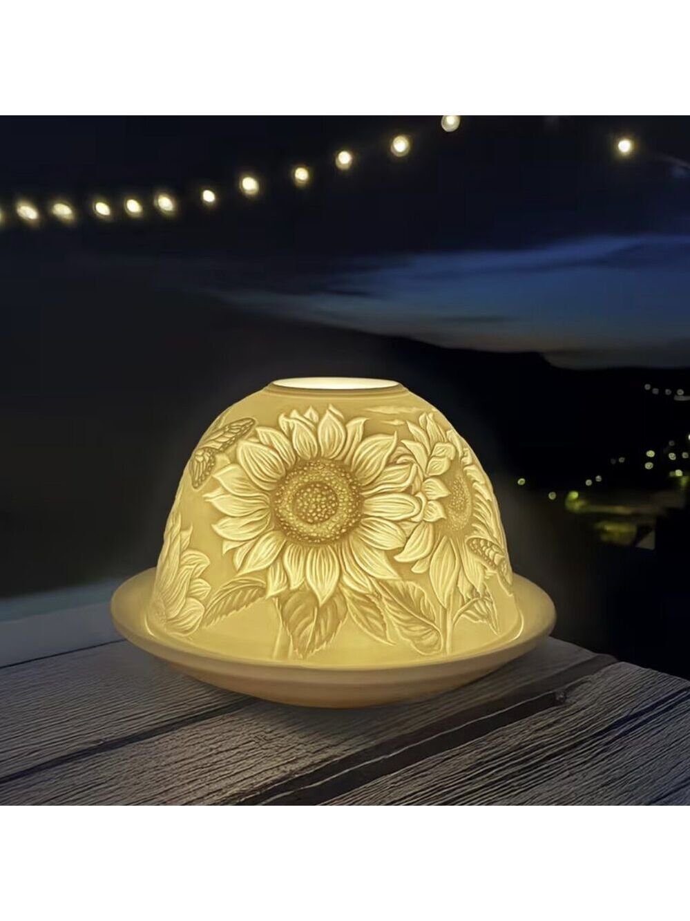 Sunflower and Monarch butterfly Fairy Lamp Lithopane - Picture 5 of 7